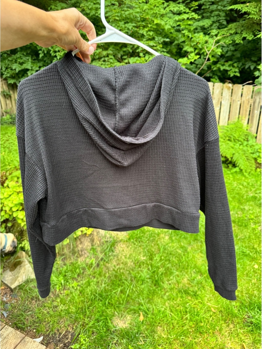 Hunter and Brown Black Cropped Waffle Knit Hoodie Small - Picture 3 of 3
